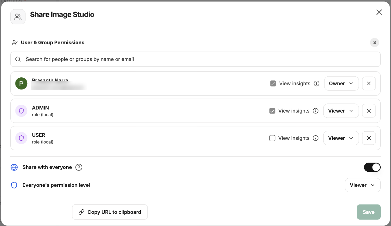 The Share dialog for an agent with a colleague added