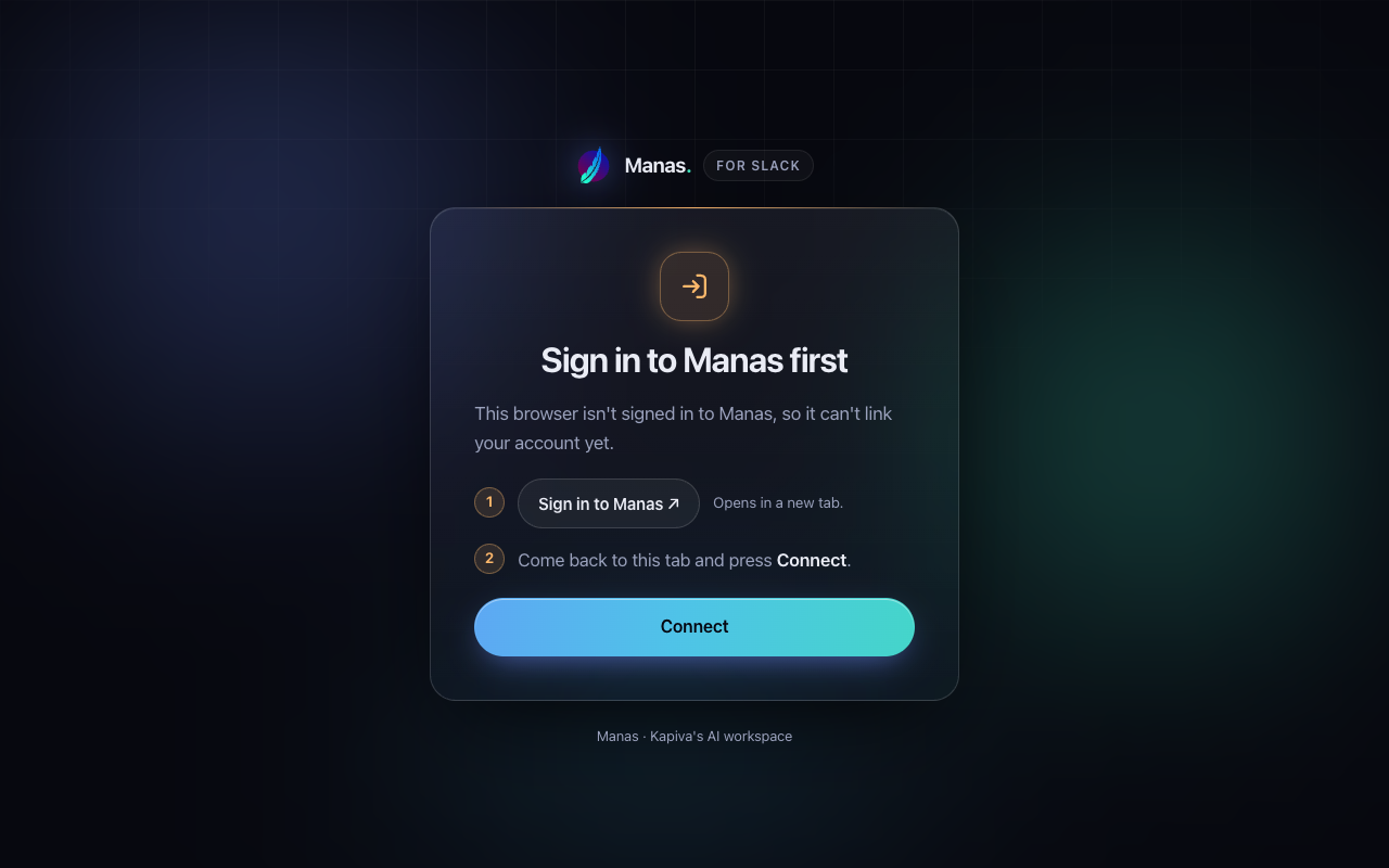 Sign in to Manas first page