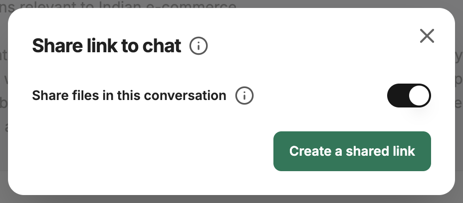 The Share link to chat dialog in Manas